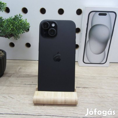 Apple iphone 15 Black 128GB szép állapot 100% akku 6 hó gar
