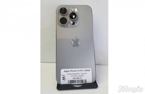 Apple iphone 15 Pro 128GB Független Jótállással Natur Titán