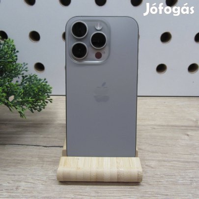 Apple iphone 15 Pro 128GB Natural Titanium használt, karcmentes 92%aku