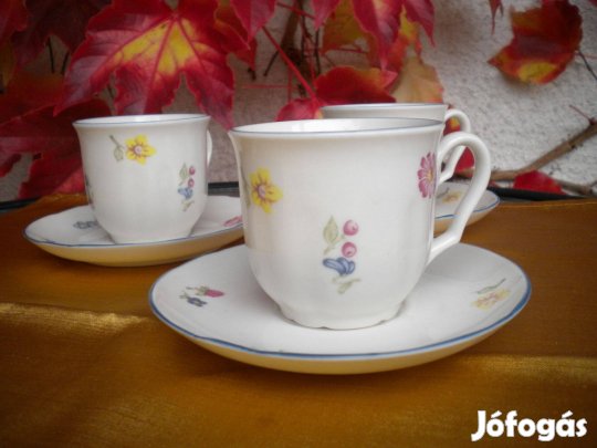 Apró virág mintás porcelán kávés csésze + csésze alj
