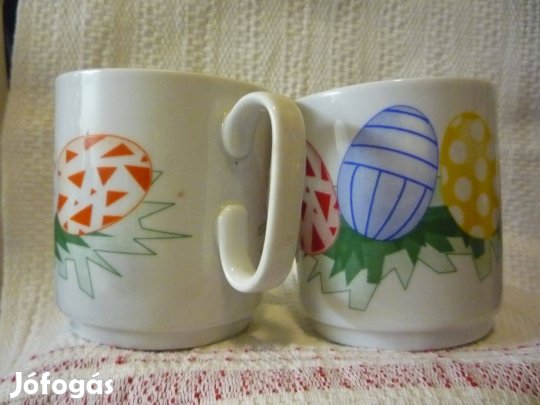 Apulum porcelán színes tojás mintás bögre 2 db egyben