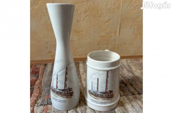 Aquincum porcelán váza és korsó "Százhalombattai Erőmű"