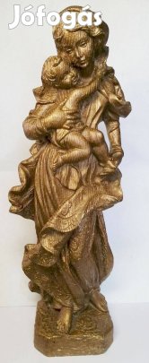 Arany Madonna a gyermekével. Rusztikus felületű zsírkőszobor