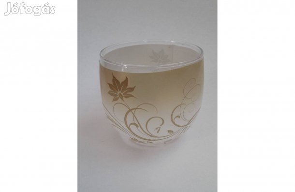 Arany mintás kerek üveg mécsestartó gyertyatartó pohár 7*7 cm