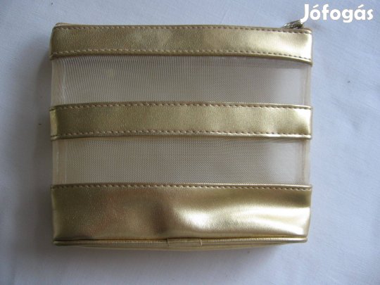 Arany neszeszer / retikül, műbőr-tüll