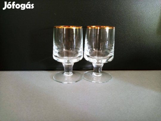Arany szélű tokaji talpas stampedli kupica pár pohár