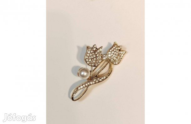 Arany színű Tulipán bross, kitűző