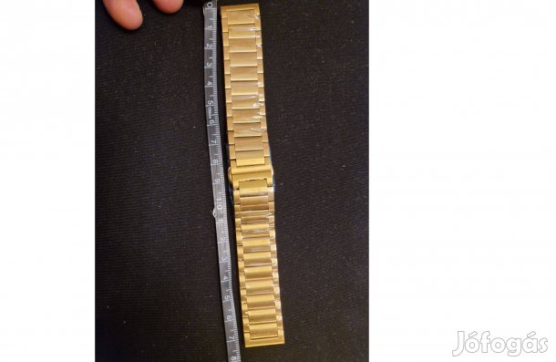 Arany színű, új, fóliás 20mm-es tömör szemes rozsdamentes acél óraszíj