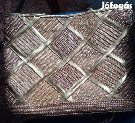 Arany színű szalmatáska, válltáska