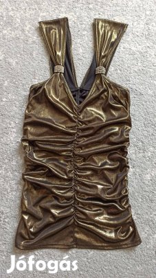 Arany színű sztreccses pántos alkalmi felső, top