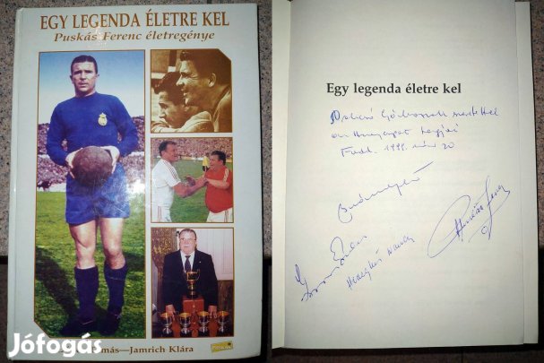 Aranycsapat Puskás könyv dedikálva Puskás, Hidegkuti, Grosics, Buzánsz
