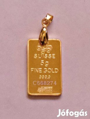 Aranyozott 5 grammos svájci tömb medál