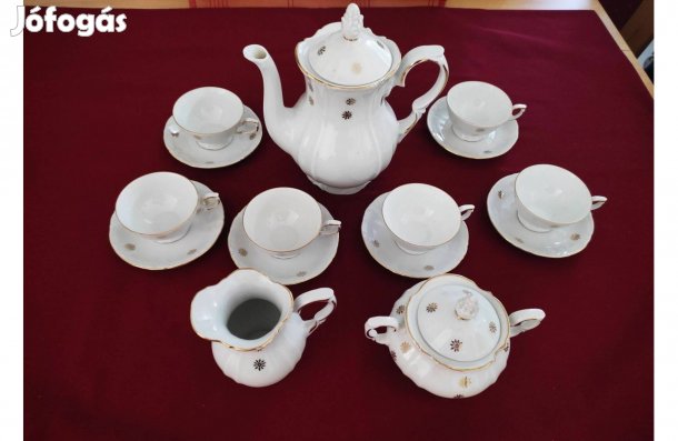Aranyozott, kézzel festett porcelán kávéskészlet-Roschütz