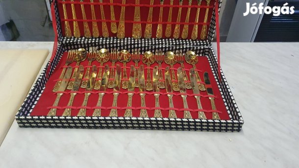 Aranyozott evő eszköz készlet 51 dbos