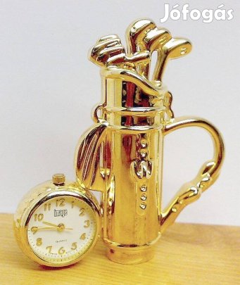 Aranyozott golf miniatúra quartz órával kombinálva