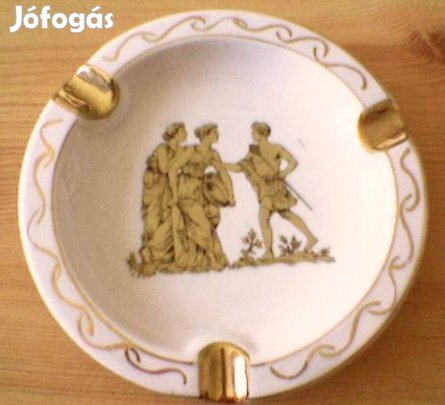 Aranyozott görög jelenetes majolika hamuzó