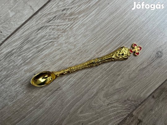 Aranyozott görög katolikus liturgia templomi áldoztató kanál