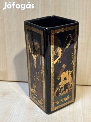 Aranyozott mintás porcelán váza, dísztárgy