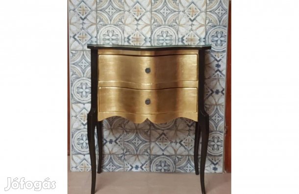 Aranyozott vintage fiókos éjjeli szekrény