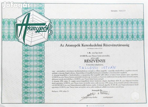 Aranypók részvény zöld