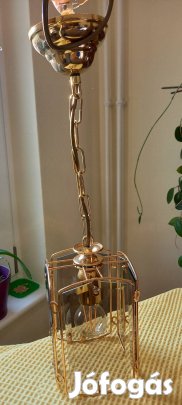 Aranyszinű csillár fazettázott füstüveggel