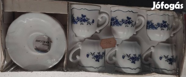 Arcopal France (Kalinka Blue mintás) 6 személyes kávéskészlet