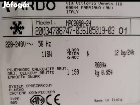 Ardo 190Literes fagyasztószekrény Garanciával 