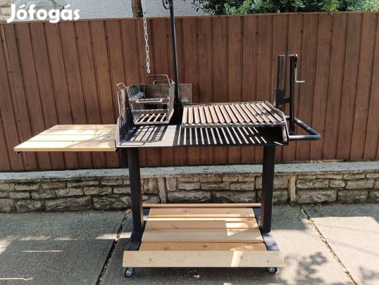 Argentin grill asztal Asadó liftes parti terasz grillező grillkocsi
