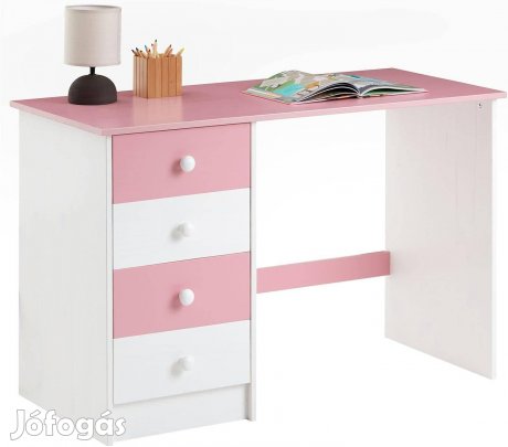 Arne 4 fiókos fenyő íróasztal (fehér-rózsa) 7241