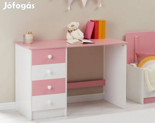 Arne 4 fiókos fenyő íróasztal (fehér-rózsa) 7241