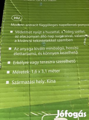 Árnyékoló, függőleges napellenző, ponyva, terasz, erkély