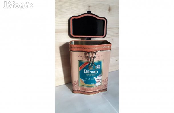 Aromazáró csatos fémdoboz tiszta hibátlan 16*11*7 cm_