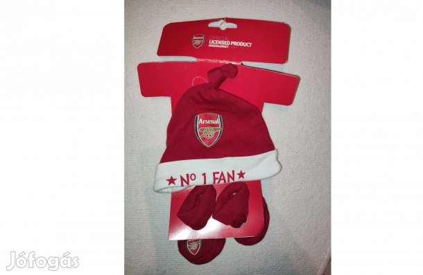 Arsenal eredeti licenszes szurkolói piros baby szett (sapka, zokni)