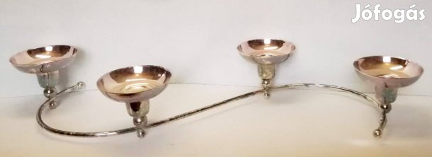 Art Deco ezüstözött asztali fekvő gyertya, vagy mécses tartó. Modern