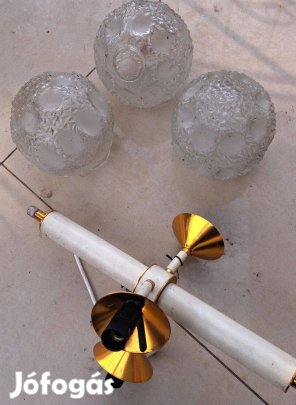 Art Deco stílusú mennyezeti lámpa 3 mintás üveg búrával