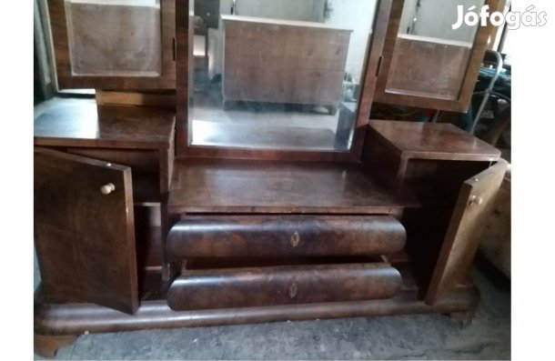 Art Deco tükrös kisszekrény, pipereasztal,toalett asztal,kis bútor