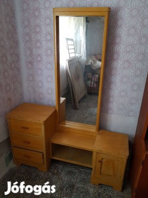 Art deco Régi retro antik tükrös előszoba szekrény