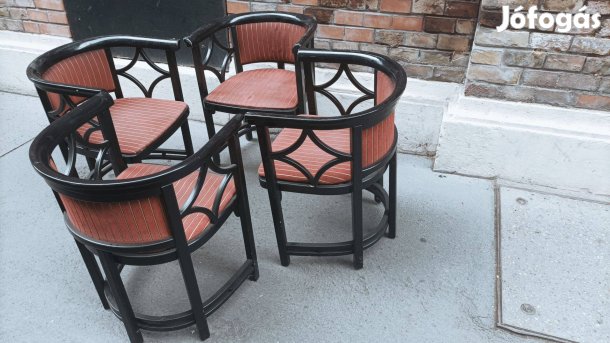 Art deco, Thonet, 8 db szecessziós szalon fotelek, kávézó karosszékek