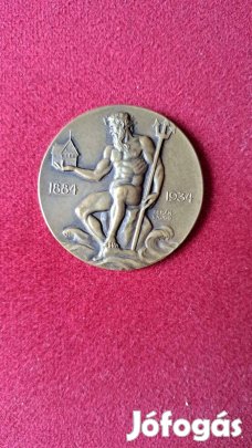 Art deco bronz érem Berán Lajos Neptunusz, 1934
