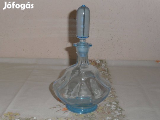 Art deco kék dugós likőrös üveg