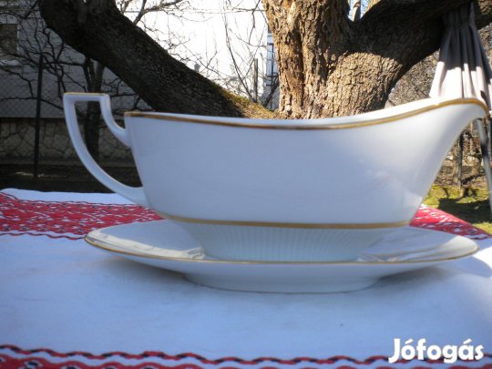 Art deco porcelán szószos tál, kiöntő