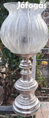 Art deco stílusú állólámpa bordázott üvegbúrával