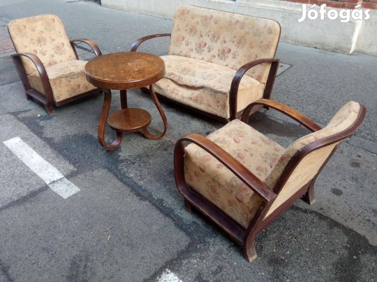 Art deco ülőgarnitúra , nappali garnitúra asztallal 1930