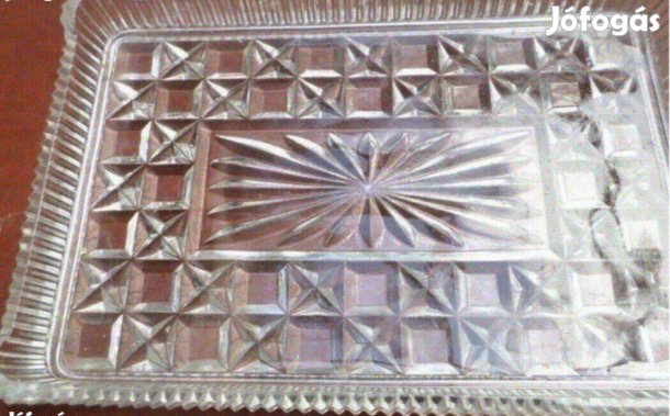 Art deco üveg tálca kínáló