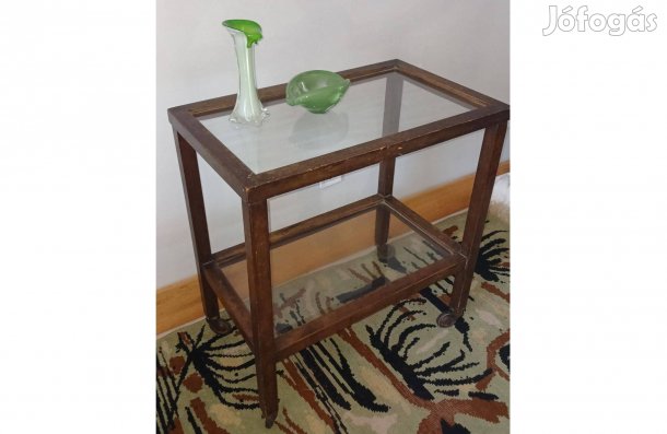 Art deco üveglapos asztal zsúrkocsi