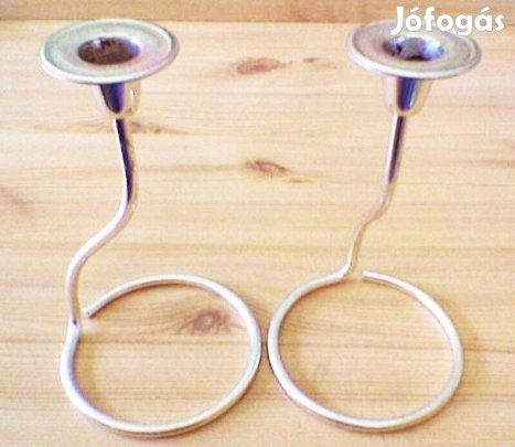 Art deko gyertyatartó pár, ezüstözött rézből