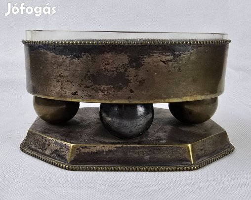 Artdeco kináló tál ,eredeti üveg betéttel (T:166)