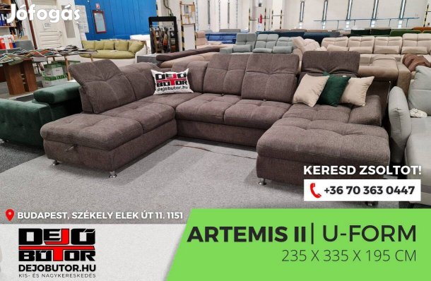 Artemis 2 barna kanapé ülőgarnitúra 235x335x195cm ágyazható ualak