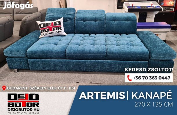 Artemis kanapé ülőgarnitúra 270x135 cm rugós ágyazható kék
