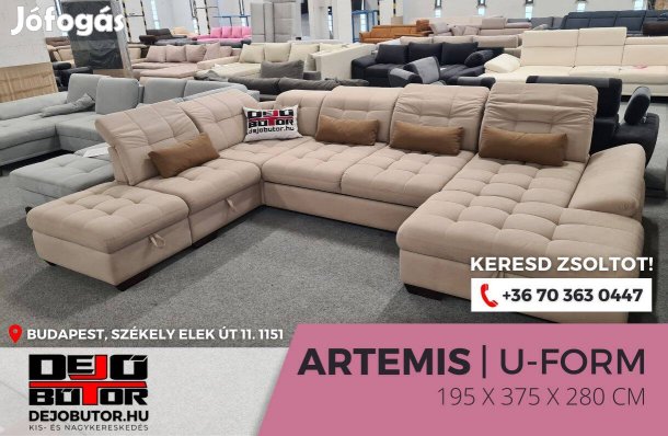 Artemis relax kanapé ülőgarnitúra 195x375x280 cm ágyazható ualak bézs
